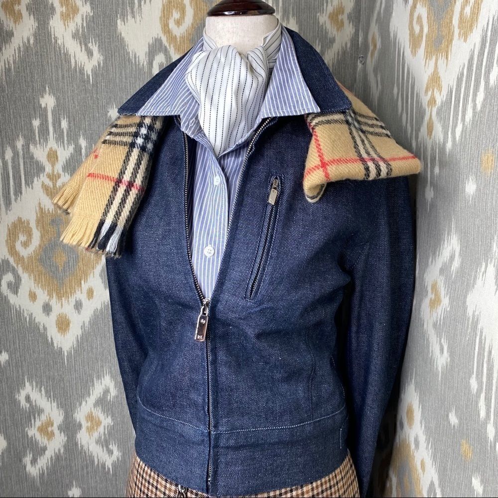 Ralph Lauren Dark Indigo Wash Raw Denim Workwear Zippered Jacket - Picture 1 of 16